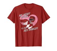 Power Rangers My Hearth Belongs To The Red Ranger Distressed Maglietta