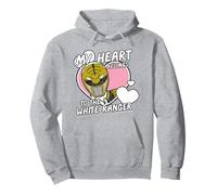 Power Rangers My Hearth Belongs To The White Ranger Distress Felpa con Cappuccio
