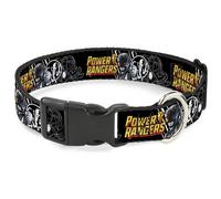 Power Rangers Plastic Clip Dog Collar Power Rangers Black Ranger Mastadon Pose