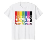 Power Rangers Rainbow Group Panels Maglietta, Bambini, Bianco, 4 Anni