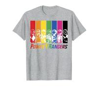 Power Rangers Rainbow Group Panels Maglietta, Uomo, Grigio Melange, XXL