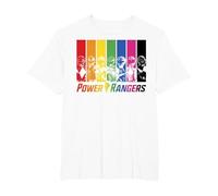 Power Rangers Rainbow Group Panels Maglietta, Uomo Taglie Grandi, Bianco, 4X Tall