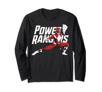Power Rangers Red Ranger Action Pose Logo Maglia a Manica