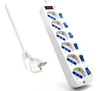 Power Socket - 6 Sockets With Switch Ewent Ew3932 1,5 M 2500W White... NUOVO