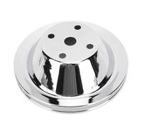 Power Steering Pump Pulley, Long Water Pump Upper Pulley Chrome Steel Single Groove Water Pump Pulley 6 1/4 Inch Replacement for Small Block Engines