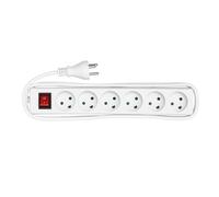 Power strip 6 outlets 3m White - With ON/OF switch and child - protection SKI aftale - Warranty: 300M NEW