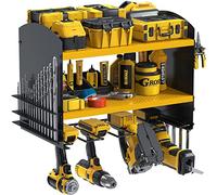 Power Tool Organizer - Portautensili a parete, 4 scomparti, Heavyduty, trapano elettrico, scaffalatura, cacciaviti, organizzazione per attrezzi (giallo)