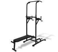 Power Tower multifunzione con panca per addominali, portata 150 kg, altezza regolabile da 182 cm a 235 cm, per trazioni, dip, sollevamento gambe e altro ancora, con imbottitura spessa