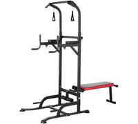 Power Tower multifunzione con panca pieghevole, barra per trazioni dip station, allenamento con la forza, allenamento a casa, fitness, con fasce per allenamento, capacità di carico fino a 200 kg