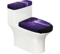 Power Tower, set di 2 copriwater elastici con fulmini e copriwater per bagno, morbidi e lavabili, decorazione per WC a forma di U