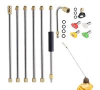 Power Washer Extension Wand,4000psi High Pressure Washer Wand, Optimized Gutter Cleaner Attachment -Adaptable For Garden Gutter Deck Driveway Fence Patio Roof Concrete Garden Backyard