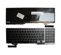 Power4Laptops Regno Unito Telaio Argento Retroilluminato Nero Tastiera Sostitutiva per Portatili Compatibile con Fujitsu Siemens Lifebook E557
