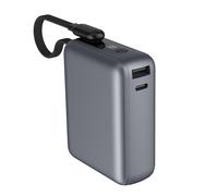 Powerbank 10000mAh USB-A USB-C 30W con Cavo Integrato Ricarica Rapida
