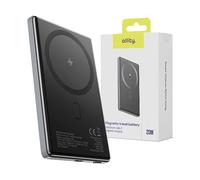 POWERBANK ALLITY APB-300 - uscita USB-C 20W, ricarica rapida, MagSafe, design compatto 5000 mAh, Argento, Nero