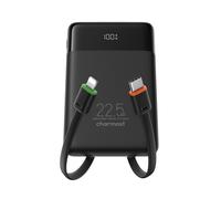 POWERBANK CHARMAST W1202 - uscita USB-C 22,5W, ricarica rapida, cavi integrati, display LED 10.000 mAh, Nero