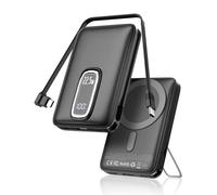 Powerbank Magsafe,10000mAh Power Bank iPhone Ricarica Rapida 22.5W a Cavo Integrato,Caricatore Portatile Magnetico con Display LED & Stand, Wireless Batteria Esterna per iPhone 17 16 15 14 13 12 Serie