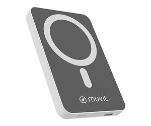POWERBANK MUVIT MCCHP0006 - uscita USB-C, ricarica wireless, compatibile MagSafe 5000 mAh, Grigio, Bianco