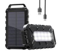 Powerbank Solare 26800mAh, PD15W Caricabatterie Solare Portatile USB C 3,0A Batteria Esterna 2 Uscite e 2 Ingresso Caricatore Solare con Luci LED Rapida per Smartphone, Tablet, Campeggio Ecc (Nero)