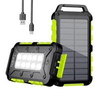 Powerbank Solare 26800mAh, PD15W Caricabatterie Solare Portatile USB C 3,0A Batteria Esterna 2 Uscite e 2 Ingresso Caricatore Solare con Luci LED Rapida per Smartphone, Tablet, Campeggio Ecc (Verde)