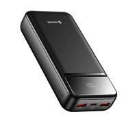 Swissten Batteria Esterna 20000mAh con USB-C e 2 USB Schermo LED Compatta, Nero