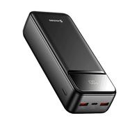 Swissten Batteria Esterna 30000mAh con USB-C e 2 USB Schermo LED Compatta, Nero