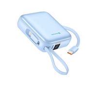 POWERBANK SWISSTEN Space - uscita USB-C 22.5W, cavi integrati, display LCD, ricarica rapida 10000 mAh, Blu