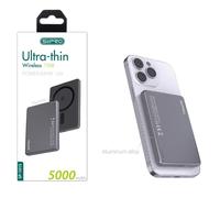 POWERBANK ULTRASOTTILE SIIPRO SILVER DA 5000 mAh WIRELESS MAGSAFE 15W - SP-101S