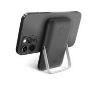 POWERBANK UNIQ Hoveo - uscita USB-C 20W, ricarica wireless MagSafe, supporto integrato 5000 mAh, Argento, Nero