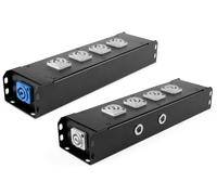 POWERBOX NERO CIABATTA ALIMENTAZIONE PALCO POWERCON INGRESSO POWER TWIST IN BLU USCITE 4 20AMP POWER TWIST OUT GRIGIO LOOP 20A POWER-OUT GREY