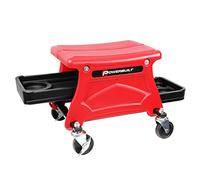 Powerbuilt Seggiolino da garage con vassoi per attrezzi, ruote lisce con cuscinetti a sfera, capacità 136 kg, sgabello, dettaglio, moto, giardinaggio - 240283