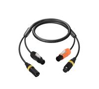 PowerCon Truecon e DMX, cavo di prolunga da ingresso CA a uscita Powercon a 3 pin e cavo combinato XLR maschio a femmina per illuminazione da palco (cavo DMX-Powercon, 1,9 m)