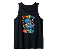 Powered by Autism Dinosaur Puzzle Heart Colorful Design Tees Canotta