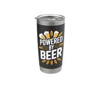 Powered By Beer Brewing Hops grafica divertente Bicchiere termico in acciaio inox doppia parete