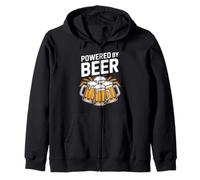 Powered By Beer Mugs - Divertente Umorismo Felpa con Cappuccio