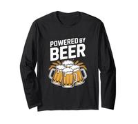 Powered By Beer Mugs - Divertente Umorismo Maglia a Manica