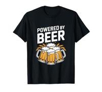 Powered By Beer Mugs - Divertente Umorismo Maglietta