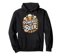 Powered by Beer Mugs Leaves Fun Felpa con Cappuccio