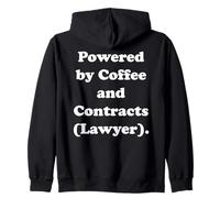 Powered By Coffee And Contracts Lawyer Funny Saying Felpa con Cappuccio