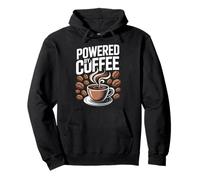 Powered By Coffee Citazione Divertente Caffeina per Gli Amanti del caffè Felpa con Cappuccio