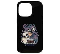 Powered By Coffee & Existential Dread Funny Tired Design Custodia per iPhone 13 Pro