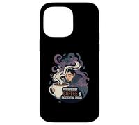 Powered By Coffee & Existential Dread Funny Tired Design Custodia per iPhone 14 Pro Max