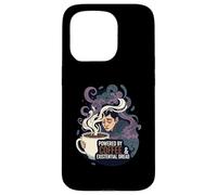 Powered By Coffee & Existential Dread Funny Tired Design Custodia per iPhone 15 Pro