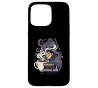 Powered By Coffee & Existential Dread Funny Tired Design Custodia per iPhone 15 Pro Max