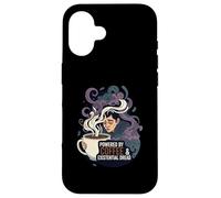 Powered By Coffee & Existential Dread Funny Tired Design Custodia per iPhone 16