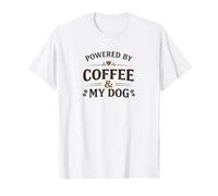 Powered By Coffee & My Dog, Design Divertente Pets Love Maglietta