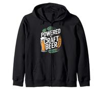 Powered By Craft Beer Hops Bicchiere d'orzo Felpa con Cappuccio