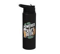 Powered By Craft Beer Hops Bicchiere d'orzo Stainless Steel Insulated Water Bottle