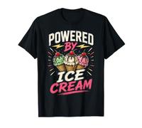 Powered By Ice Cream Funny Saying Humor Joke Gag Maglietta