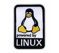 Powered by Linux Patch - Distintivo ricamato/Emblema - Ferro da stiro o cucire - 5,6 x 7,5 cm - Top Quality