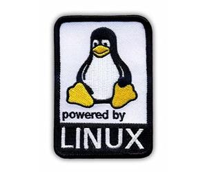 Powered by Linux Patch - Distintivo ricamato/Emblema - Ferro da stiro o cucire - 5,6 x 7,5 cm - Top Quality